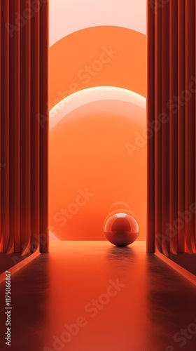 Technology orange abstract sphere internal space poster background photo