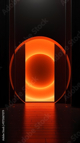 Technology orange abstract sphere internal space poster background photo