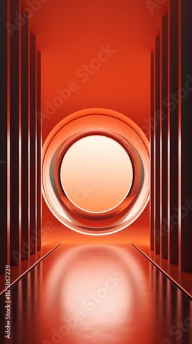 Technology orange abstract sphere internal space poster background photo