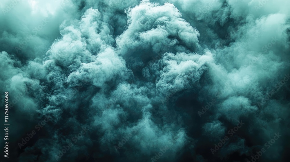 Fototapeta premium Teal Smoke Clouds Abstract Background Texture
