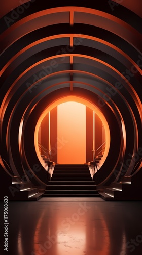 Technology orange abstract sphere internal space poster background photo