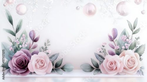 Fototapeta Naklejka Na Ścianę i Meble -  Elegant floral arrangement with pink and purple roses