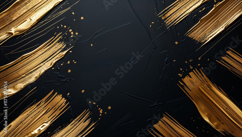 Golden brush strokes textured background with a luxurious and refined design, perfect for upscale creative projects photo