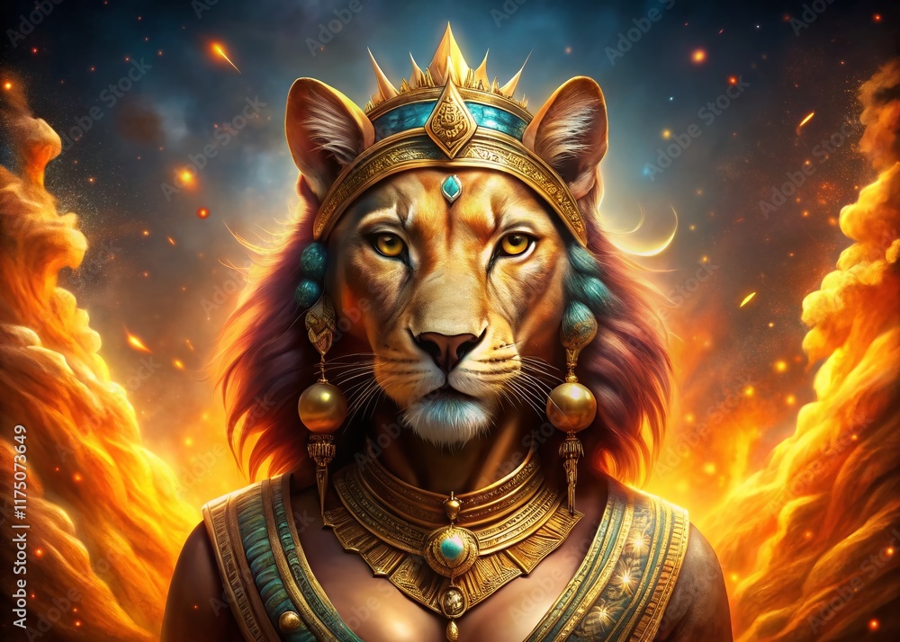 Powerful Sekhmet Goddess of War, Egyptian Mythology Stock Photo Powerful Sekhmet Goddess of War, Egyptian Mythology Stock Photo