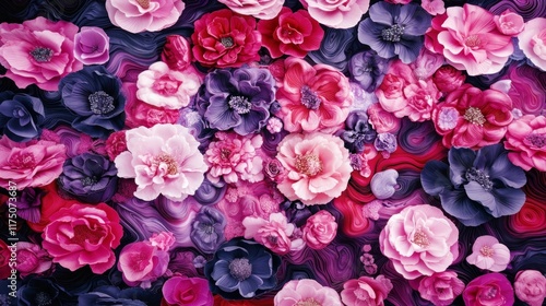 Wallpaper Mural beautiful flower bouquet background, main colors are pink, blue, violet and purple, 
 Torontodigital.ca