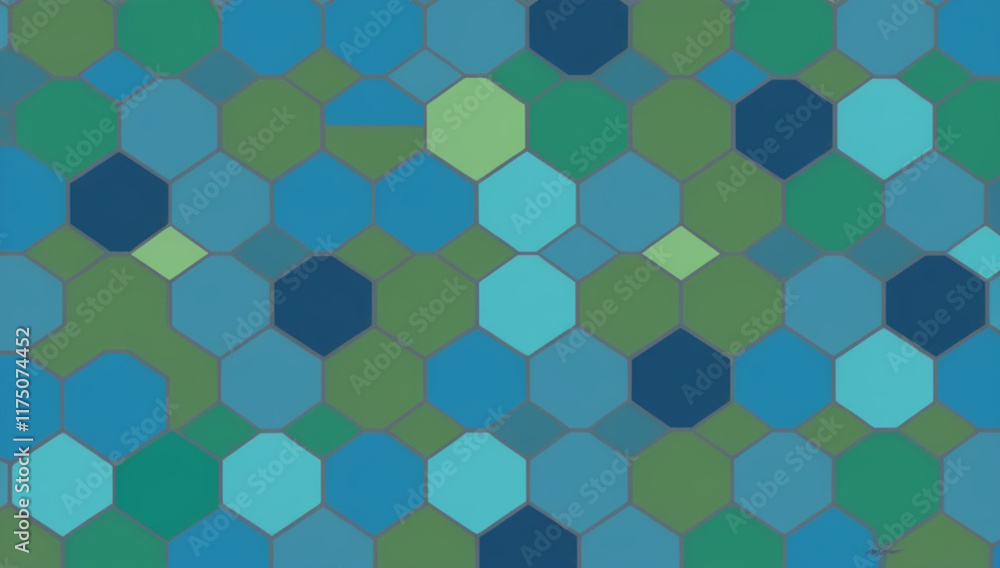 Abstract Hexagon Pattern In Shades Of Blue And Green Abstract Hexagon Pattern In Shades Of Blue And Green