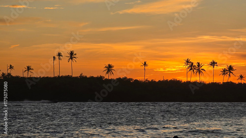 January 2, 2025 sunset at jacuípe beach in Camaçari Bahia Brazil photo