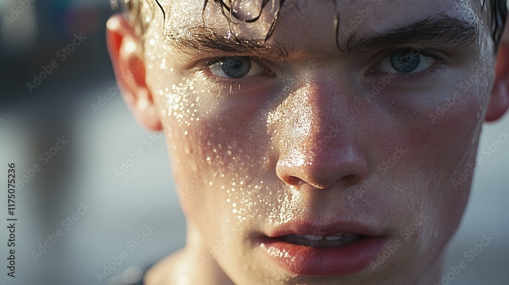 Sweaty Young Man Close Up Portrait Sweaty Young Man Close Up Portrait