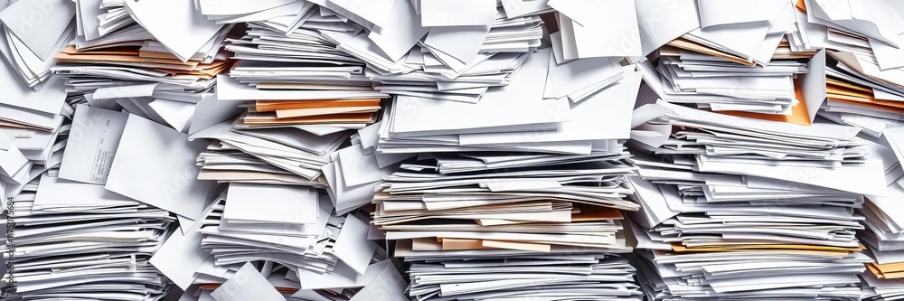 A towering stack of paperwork and files cut out on a white background, paperwork isolated, paperwork background, overwhelming A towering stack of paperwork and files cut out on a white background, paperwork isolated, paperwork background, overwhelming