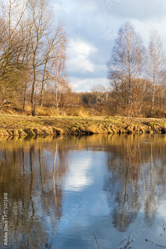 Shot of the river at autumn. Nature