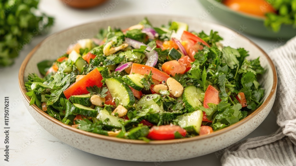 Fresh Cucumber Tomato Parsley Salad With Almonds Fresh Cucumber Tomato Parsley Salad With Almonds