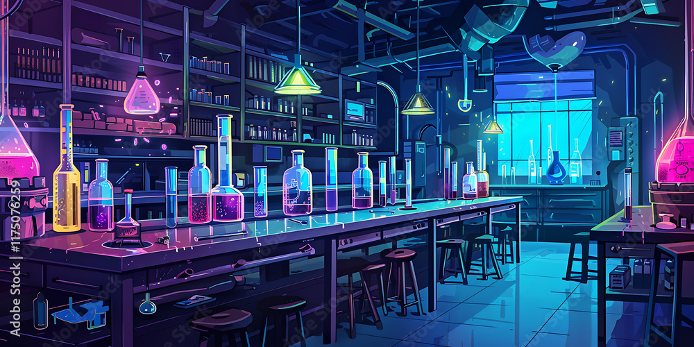 Bartenders Setup with Bottles on the Counter Bartenders Setup with Bottles on the Counter