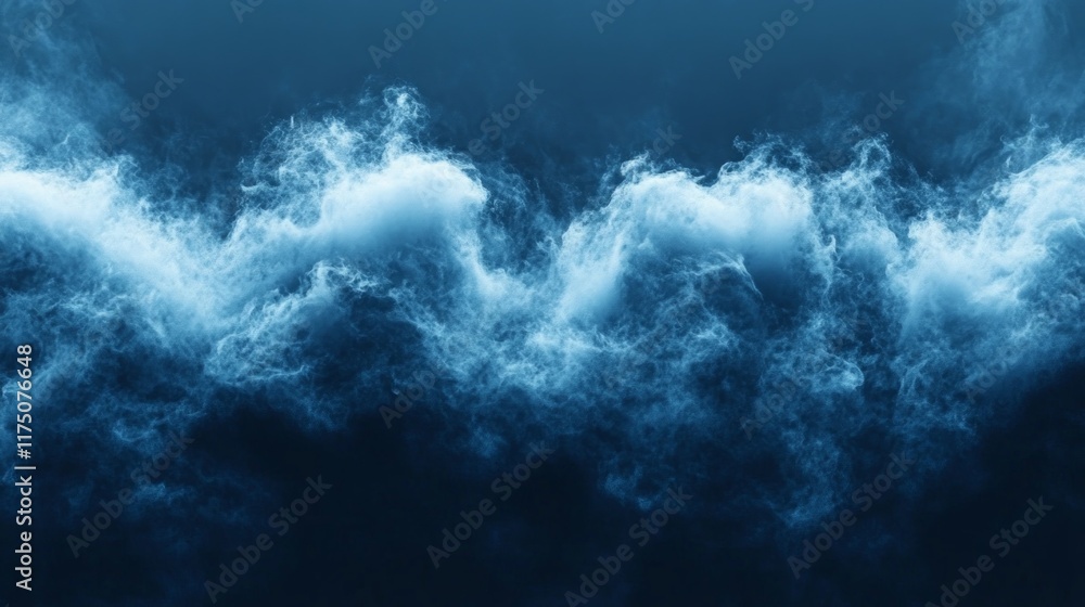 Fototapeta premium beautiful and colorful smoke, fog, wave background, blue colors on dark background