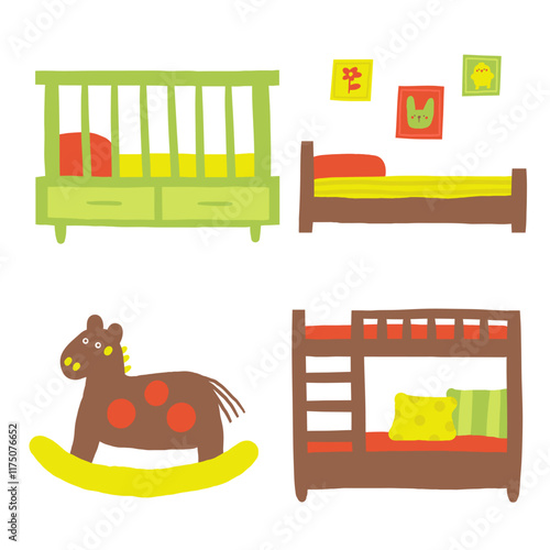 Fotografija Children room interior objects set