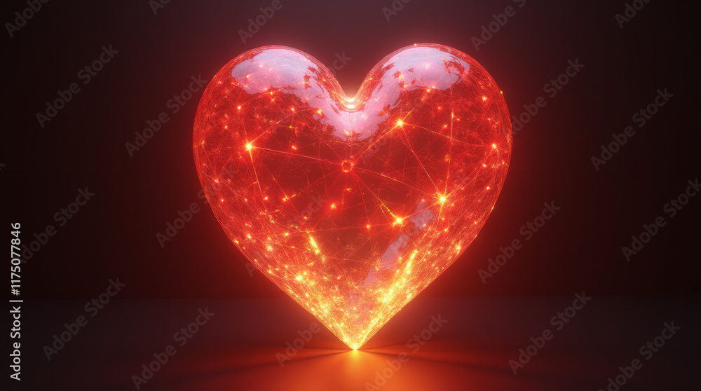 A Glowing Multi-Dimensional Heart Hovering Mid-Air, Its Edges Constantly Shifting and Moving