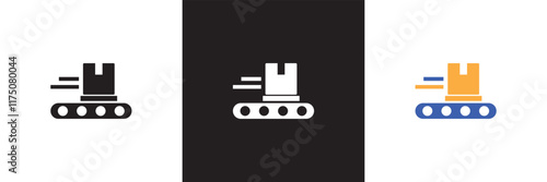Package conveyor icon sign vector.  isolated on white and black background. vector illustration. EPS 10