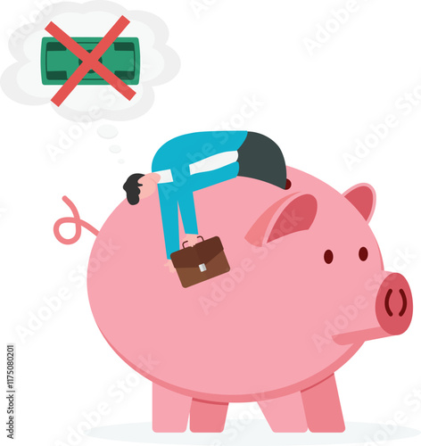 Businessman showing his empty piggybank, Financial concept

