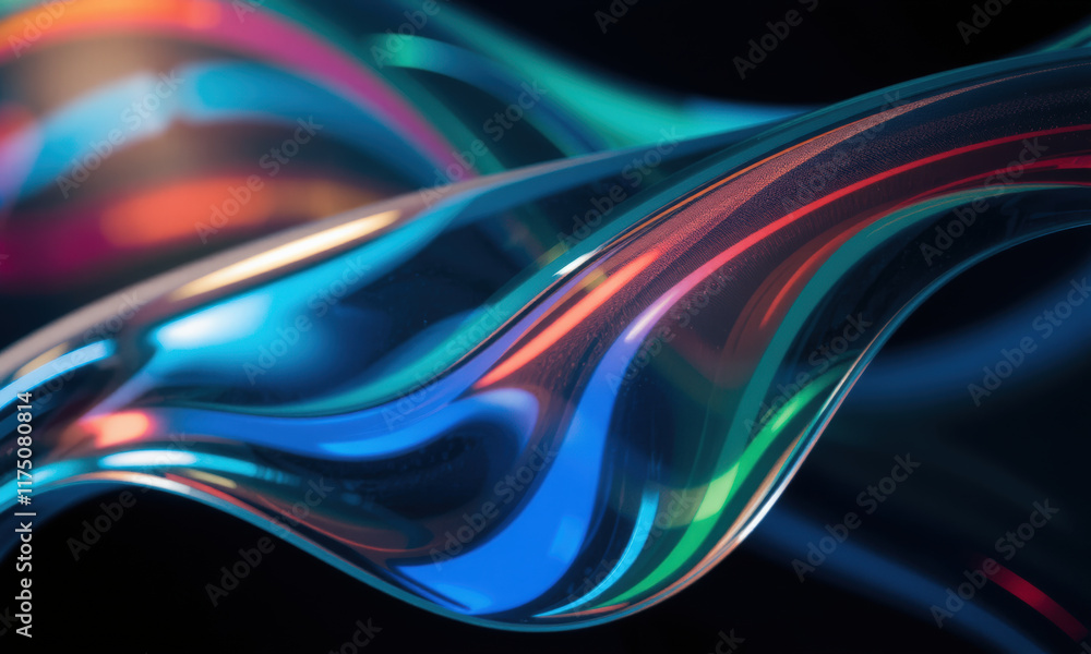 Colorful glass waves create mesmerizing visual effect with vibrant hues and smooth curves, evoking sense of fluidity and elegance Colorful glass waves create mesmerizing visual effect with vibrant hues and smooth curves, evoking sense of fluidity and elegance