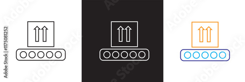Package conveyor icon sign vector.  isolated on white and black background. vector illustration. EPS 10