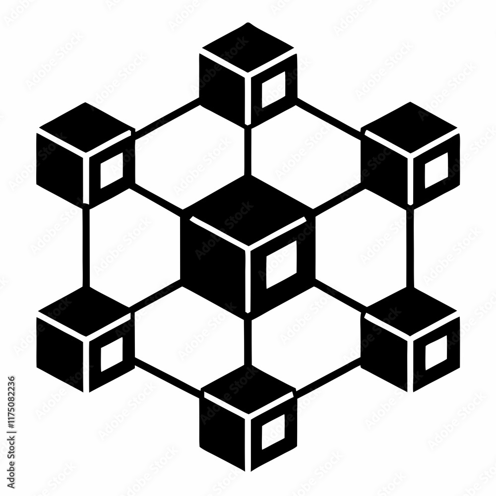 Blockchain Network Silhouette Vector Art Blockchain Network Silhouette Vector Art