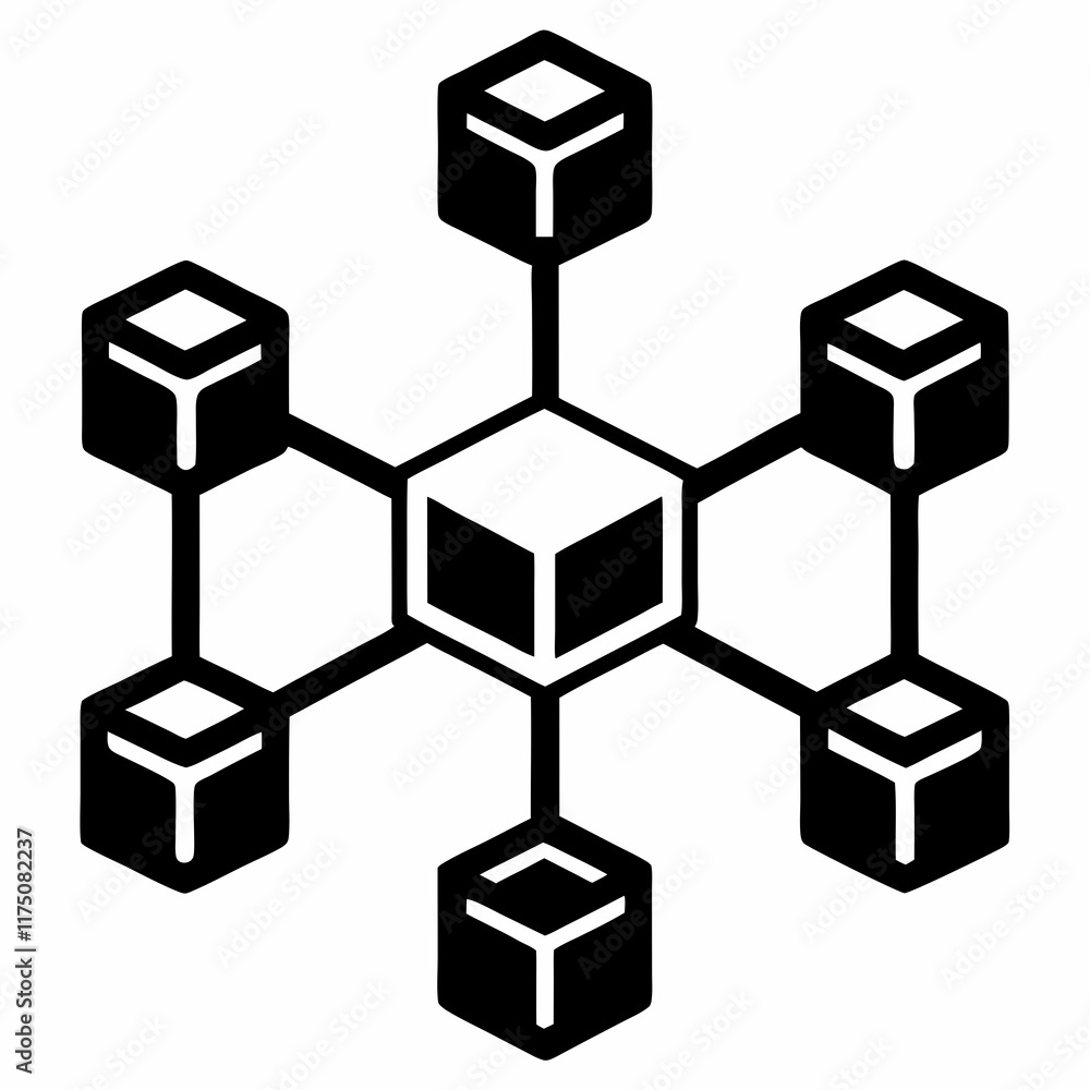 Blockchain Network Silhouette Vector Art Blockchain Network Silhouette Vector Art