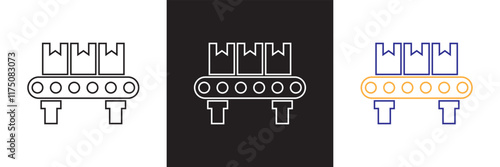 Package conveyor icon sign vector.  isolated on white and black background. vector illustration. EPS 10