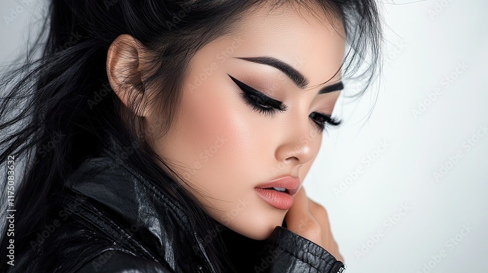 Beautiful Woman with Dark Hair and Bold Makeup Beautiful Woman with Dark Hair and Bold Makeup