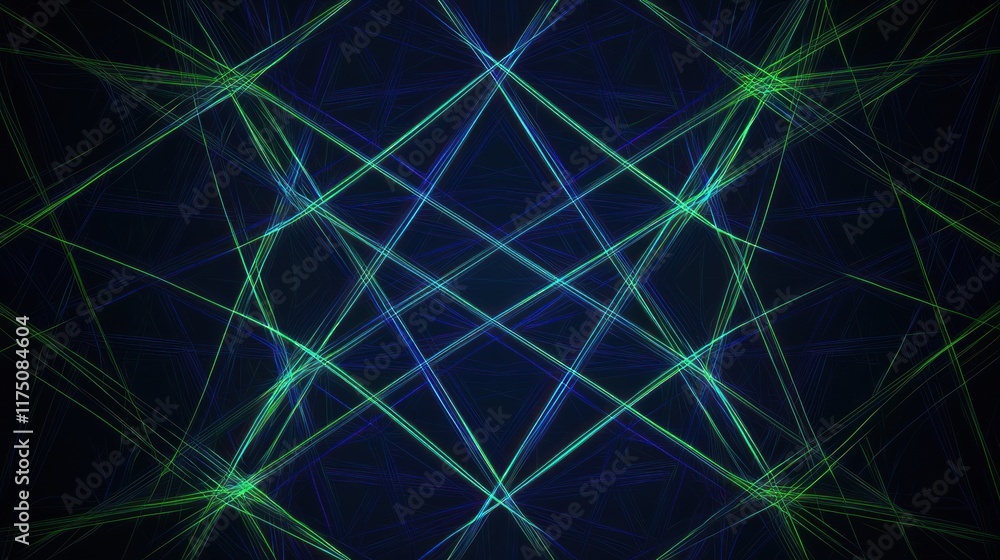 Abstract Green Blue Lines Intersect Forming Geometric Shapes Abstract Green Blue Lines Intersect Forming Geometric Shapes