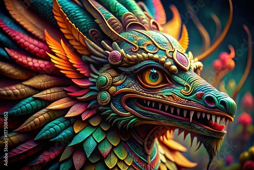 Wallpaper Mural Macro Photography: Feathered Serpent God, Aztec Mythology,  Ancient Mexico, Detailed Artwork Torontodigital.ca