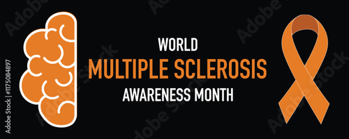 world Multiple Sclerosis Awareness month, supports people and family love, banner, flyer and affiche pub, orange color, typography and text style