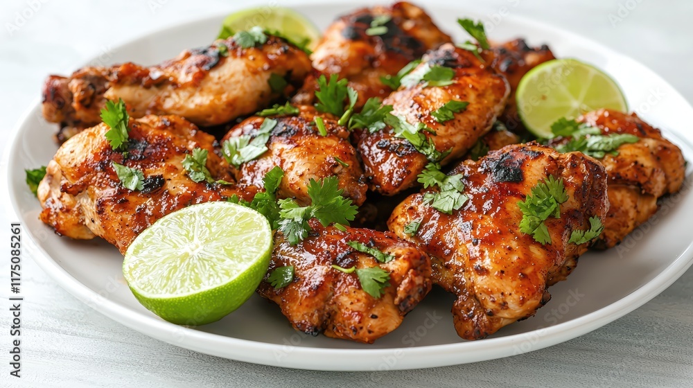 Grilled Chicken Thighs with Lime and Fresh Cilantro Garnish Grilled Chicken Thighs with Lime and Fresh Cilantro Garnish
