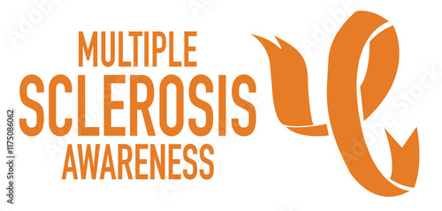 world Multiple Sclerosis Awareness month, supports people and family love, banner, flyer and affiche pub, orange color, typography and text style, white background