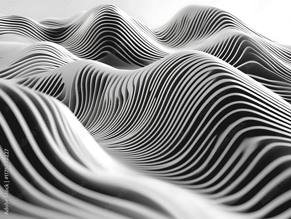 Abstract Black and White Wavy Line Patterns Creating Optical Illusions and Depth, Perfect for Modern Backgrounds, Artistic Projects, and Design Elements Abstract Black and White Wavy Line Patterns Creating Optical Illusions and Depth, Perfect for Modern Backgrounds, Artistic Projects, and Design Elements