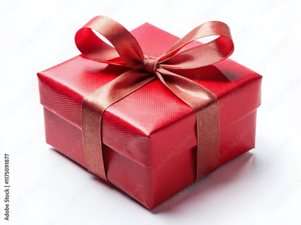 Obraz premium Red Gift Box Isolated on White Background - Perfect for Holiday or Birthday Packaging Design