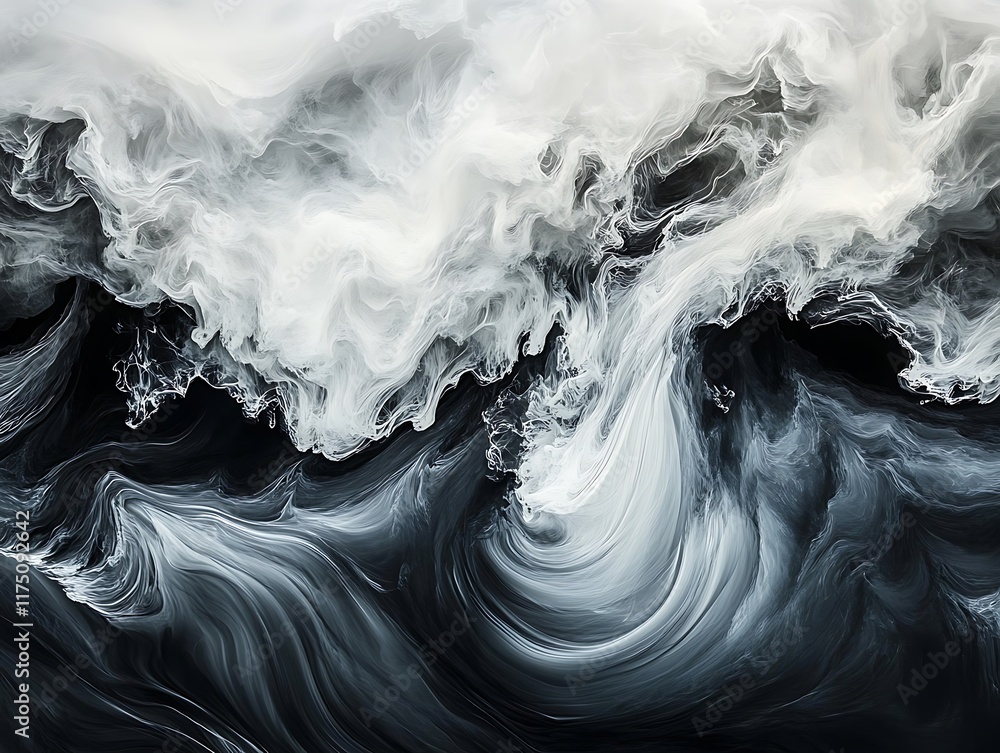 Obraz premium Abstract Black and White Wavy Line Patterns Creating Optical Illusions and Depth, Perfect for Modern Backgrounds, Artistic Projects, and Design Elements