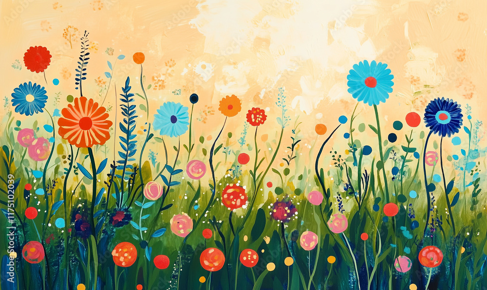 Fototapeta premium Vibrant wild flowers blooming