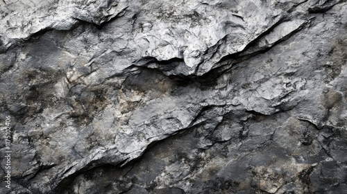 Dimensional stone texture in black and white with rugged mountain details, creating a close-up grunge background perfect for design spaces