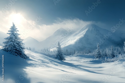 Stunning winter landscape of uninhabited northern mountains showcasing nature s raw beauty photo