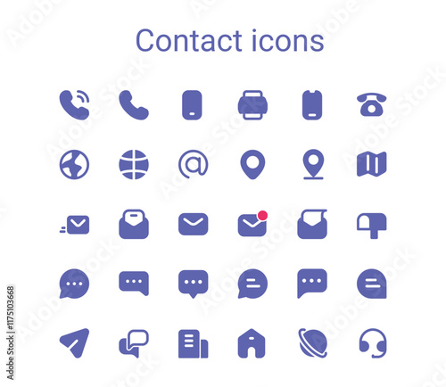 Contact glyph icons set. Solid small mini vector icons.