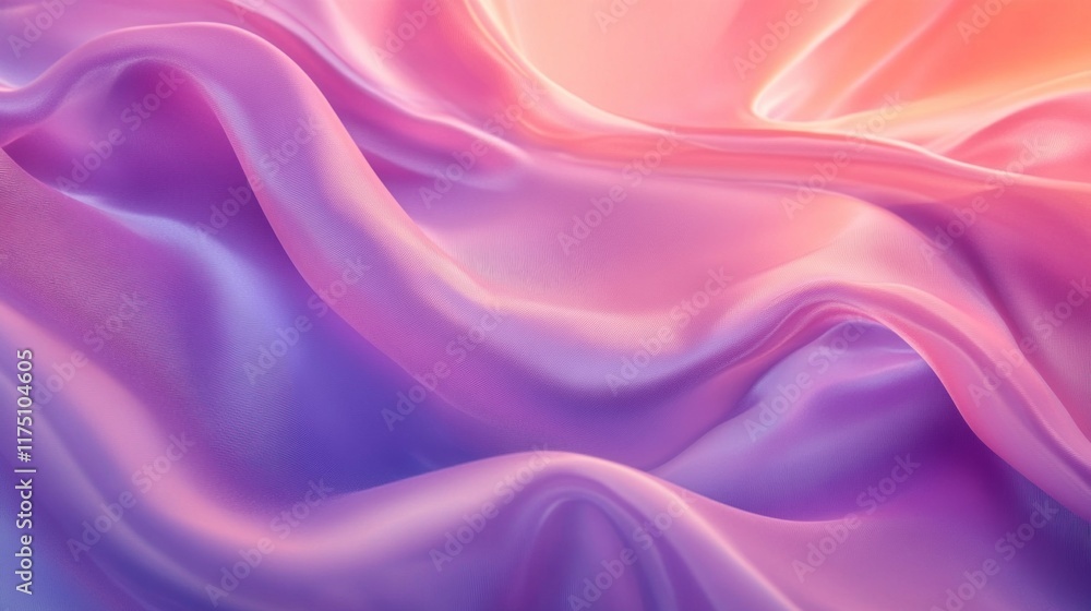 Obraz premium Elegant satin fabric in pink and purple hues with smooth folds and a shiny surface, perfect for wide panoramic backgrounds for Valentine's Day