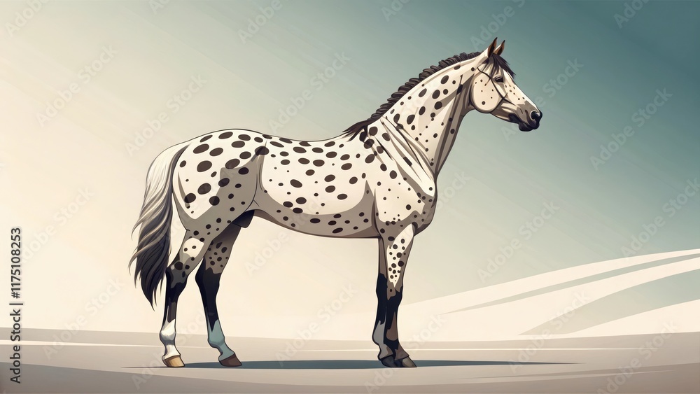 Vector art of an Appaloosa horse with distinctive spots against a minimalist background Vector art of an Appaloosa horse with distinctive spots against a minimalist background