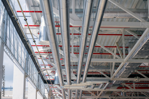 Miscellaneous industrial installations inside manufacturing plant during construction works