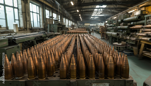 production hall with artillery shells