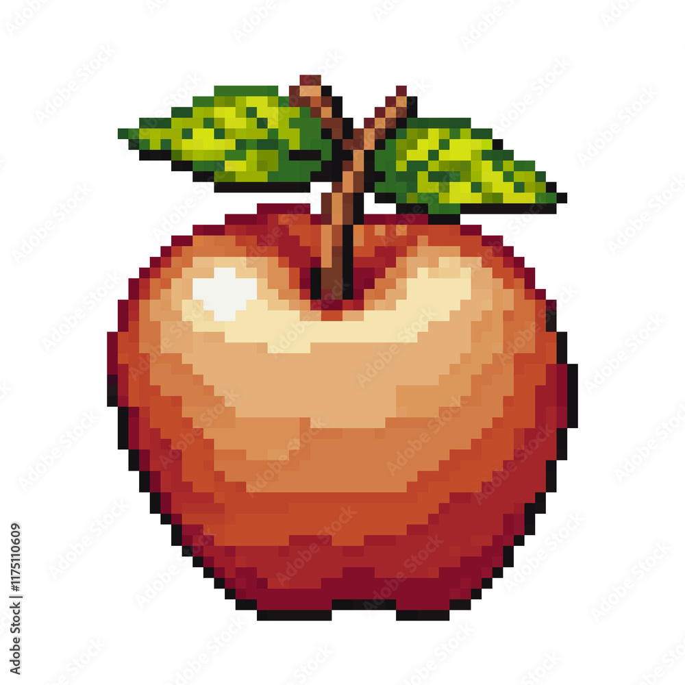 Fototapeta premium Pixel Image of a Red Apple, Pixelart, Fruits