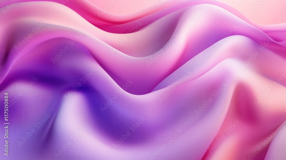 Obraz premium Luxurious pink and purple satin fabric background with shiny folds, offering a sophisticated tabletop view for romantic and festive designs