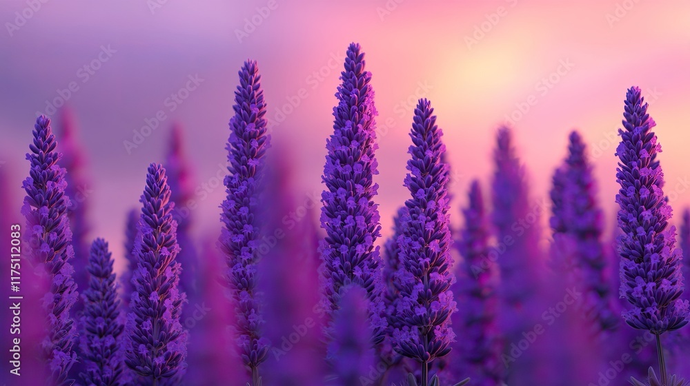 Obraz premium Lavender Flowers at Sunset Vibrant Purple Hues