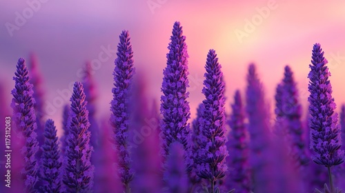 Lavender Flowers at Sunset Vibrant Purple Hues