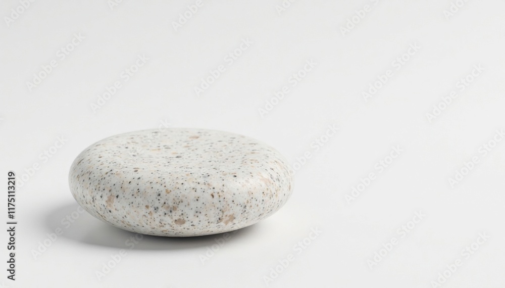 A small, smooth stone on a pristine white background, stone, simple A small, smooth stone on a pristine white background, stone, simple