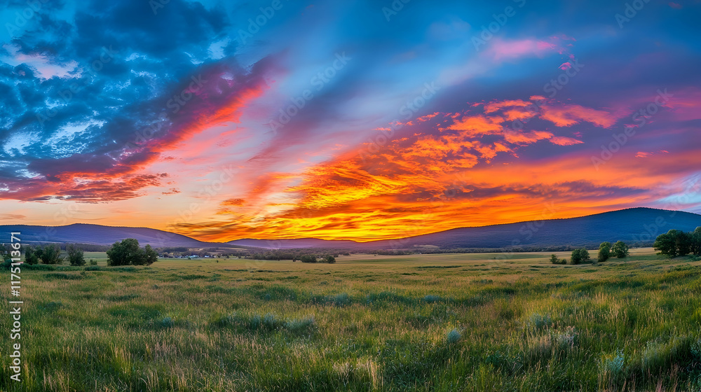 Fiery sunset, colorful clouds in the sky Fiery sunset, colorful clouds in the sky
