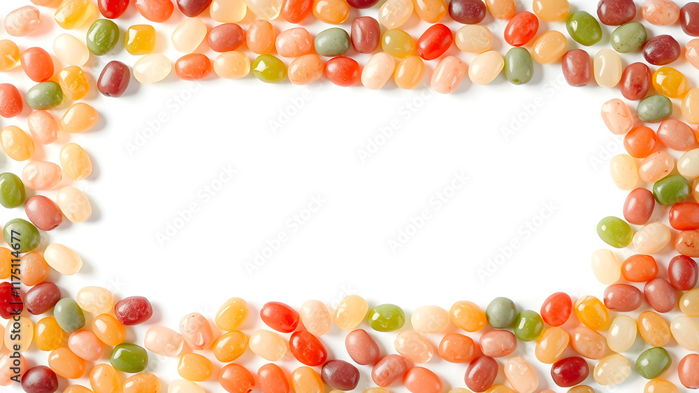 Frame made of jelly beans, space for text. Generative AI Frame made of jelly beans, space for text. Generative AI